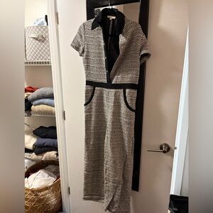 Maje Black and White Textured Jumpsuit